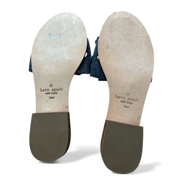 Kate Spade Denim leather sandals with gold hardware Size 7.5M - Picture 3 of 4